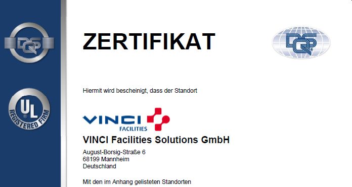 Zertifikats / Certificates Quality Management
